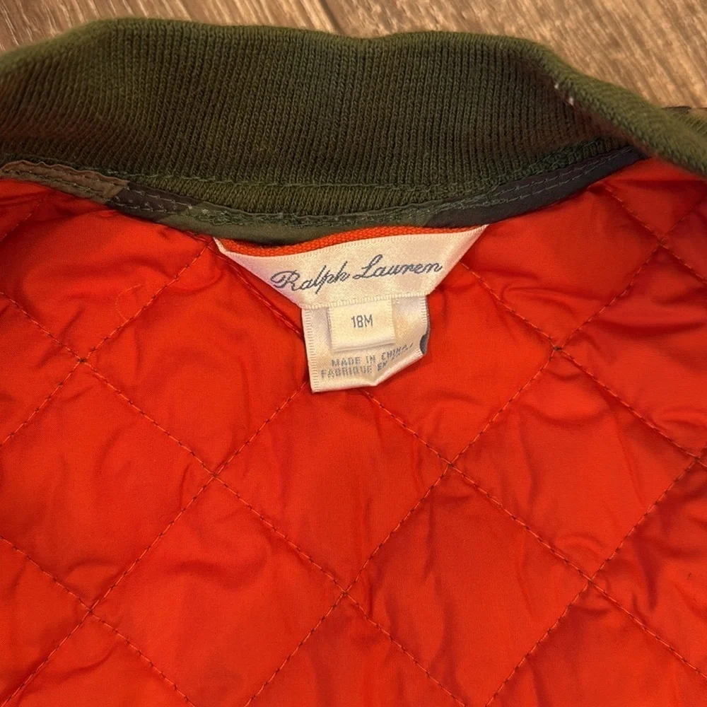 Ralph Lauren Boys Quilted Vest with Orange Lining size 18 months